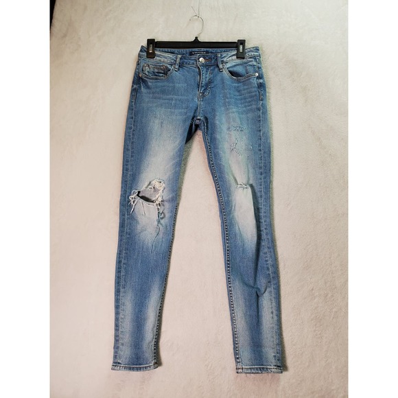 Vigoss Ripped Jeans Women Size 27 Blue Denim Cotton Straight Leg 5-Pocket Design - Picture 1 of 10